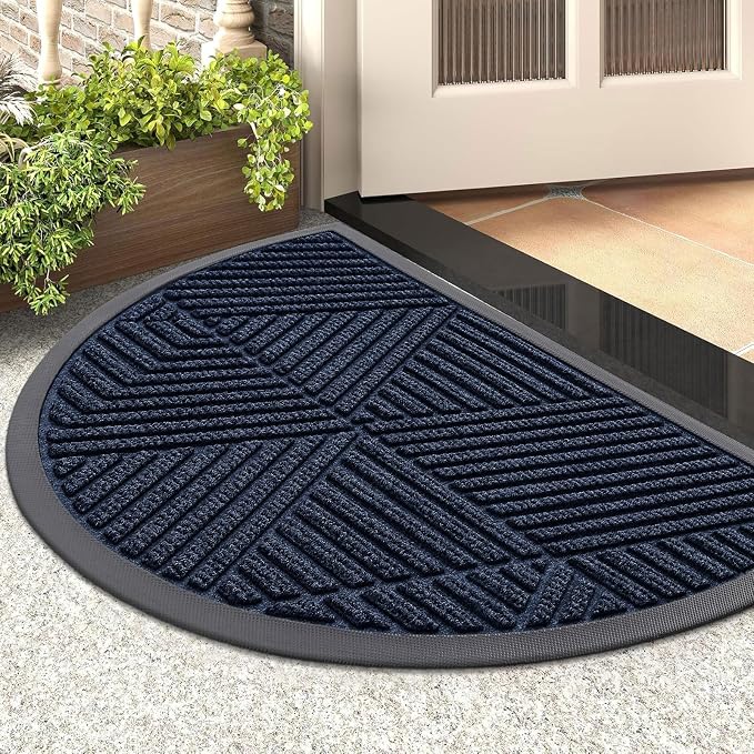 Smiry Half Circle Front Door Mat Outside Entrance, Heavy Duty Sturdy Natural by Smiry