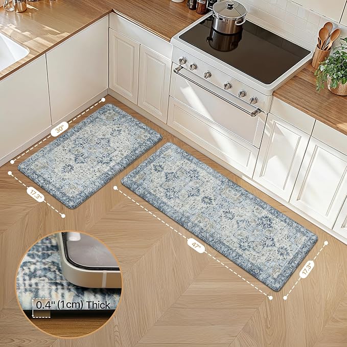 GENIMO Kitchen Mats for Floor 2PCs, Washable Anti Fatigue Mat for Cushioned - Image 2