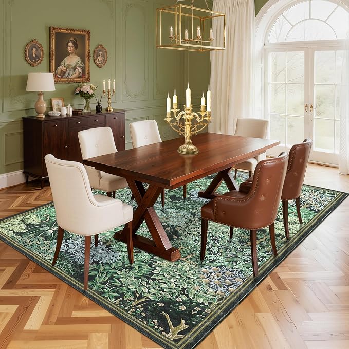 GarveeHome Forest Rugs 5x7, Botanical Low Pile Non Slip Stain Resistance - Image 8