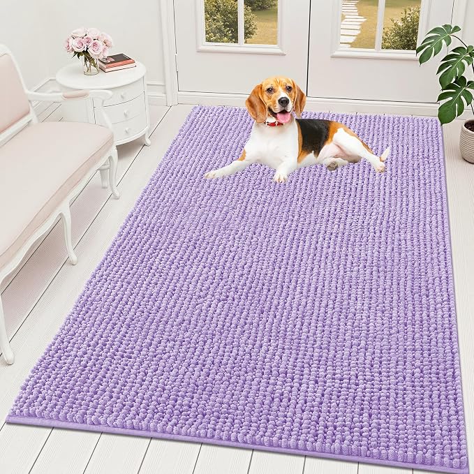 OLANLY Dog Door Mat for Muddy Paws 59x35, Ultra Absorbent Chenille Mud Doormat by OLANLY