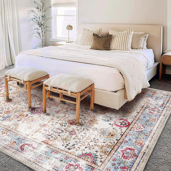 CHAMPLANT Washable Area Rug Vintage 6'x9' Light Traditional Floor Cover Thin - Image 2
