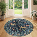 DUKINO 4ft Round Rug, Washable Round Area Rug, Non Slip Indoor Low Pile Animal by DUKINO