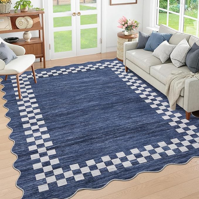 Small Bedroom Area Rug 3x5 Checkered Area Rug - Image 2