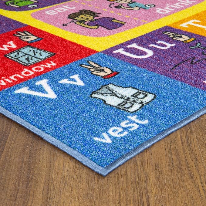 KC Cubs 3x5 ABC Alphabet ASL Sign Language Rug – Educational Non-Slip Carpet - Image 5