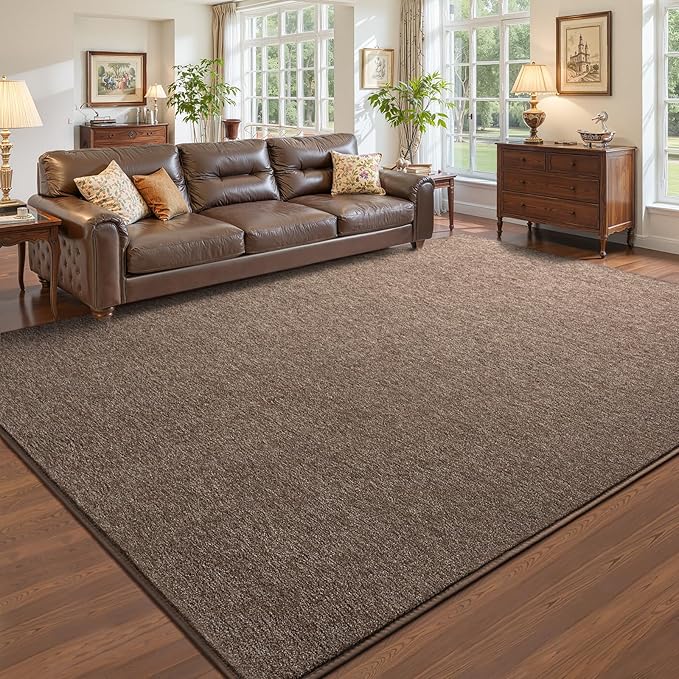 Pettop 7x10 Brown Area Rugs for Living Room Bedroom, Thickened Memory-Foam by Pettop
