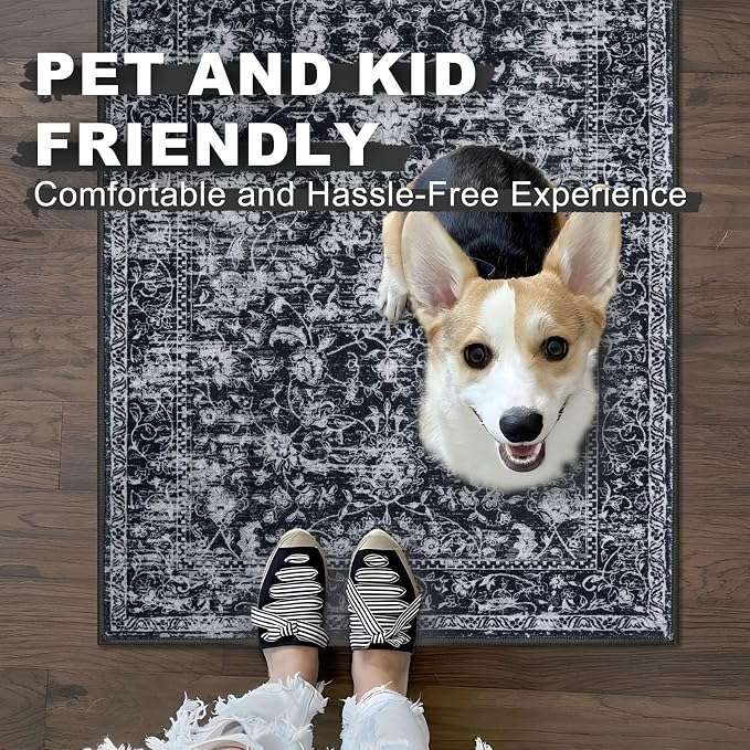 KILOCOCO Washable Runner 2x6 Rug Runner Printed Vintage Floral Kitchen Runners - Image 4