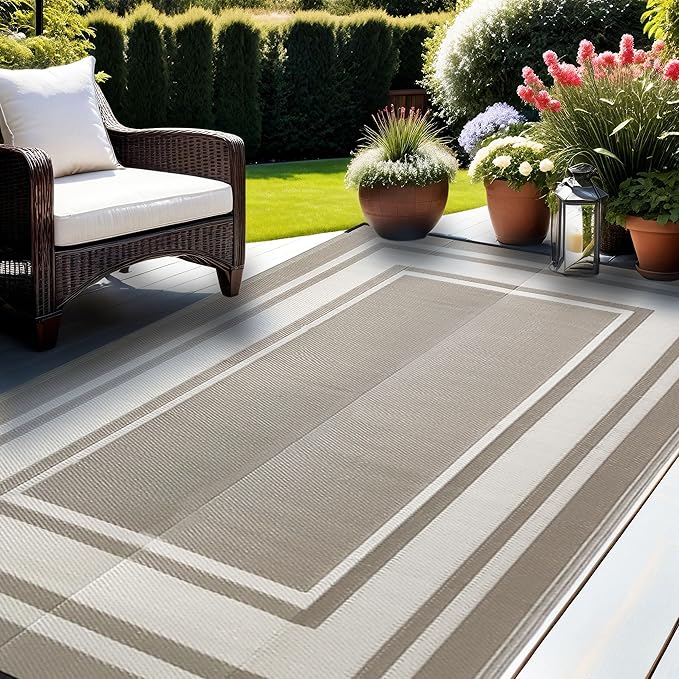 RURALITY Outdoor Rugs 5x8 for Patios Clearance, Waterproof Plastic Straw Mats - Image 5