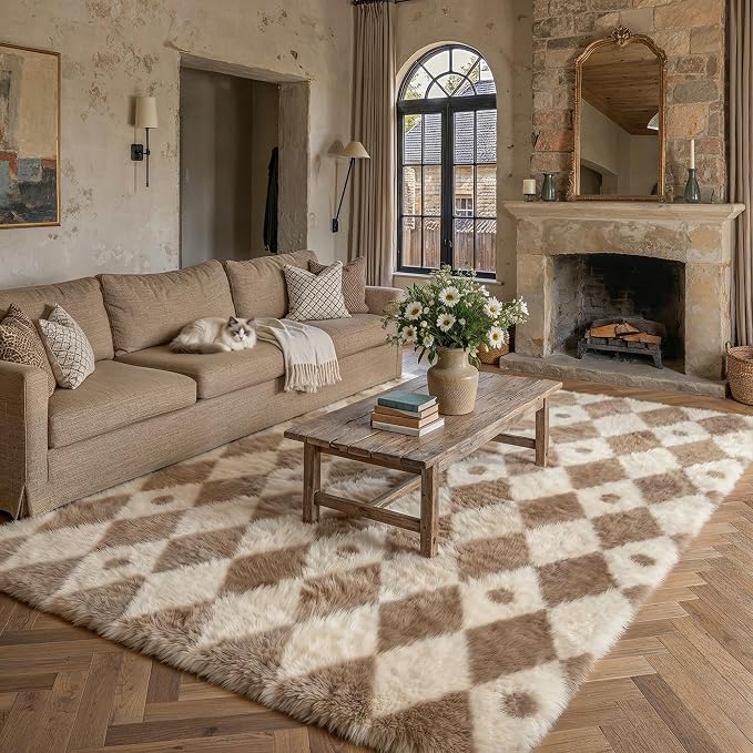 PureCozy Brown 6x9 Area Rug for Living Room Washable Non Slip Neutral Soft - Image 3