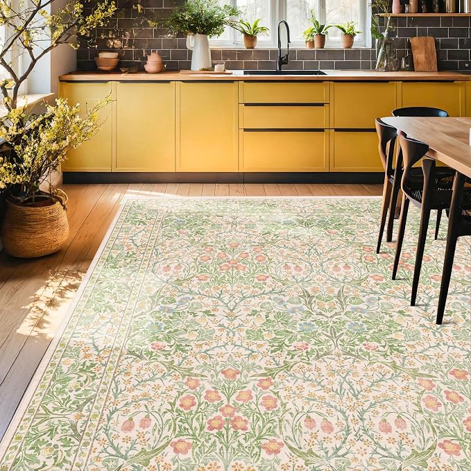 Cream Green Washable 8x10 Area Rugs - Image 6