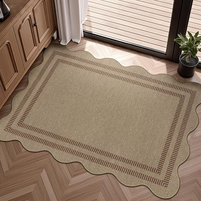 Easy Jute Outdoor Mats for Front Door, 2x3 Small Washable Kitchen Rugs by LORWER