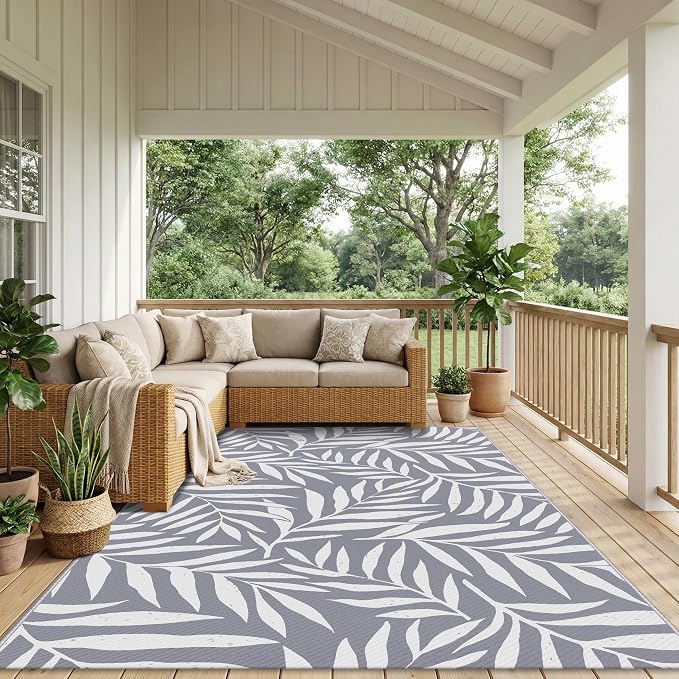 Smiry Outdoor Rug 5x8 ft, Waterproof Reversible Plastic Straw Rugs, Outdoor - Image 6