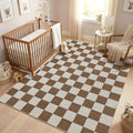 GarveeHome Checkered Terracotta Brown 4x6 Washable Rug Geometric Diamond Dot by GarveeHome