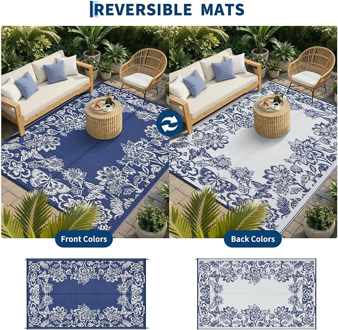 Garvee Outdoor Rugs 9' x 18’ Waterproof Reversible Mats, Large Area Plastic - Image 4
