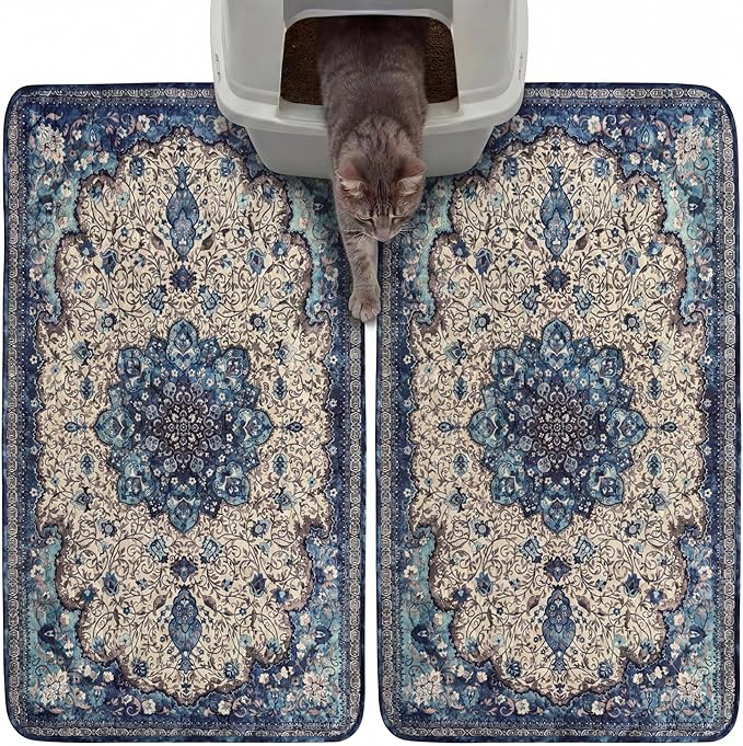 Hompet Cat Litter Mat 2 Pack, 18x28 Machine Washable Trapping Mats by Hompet