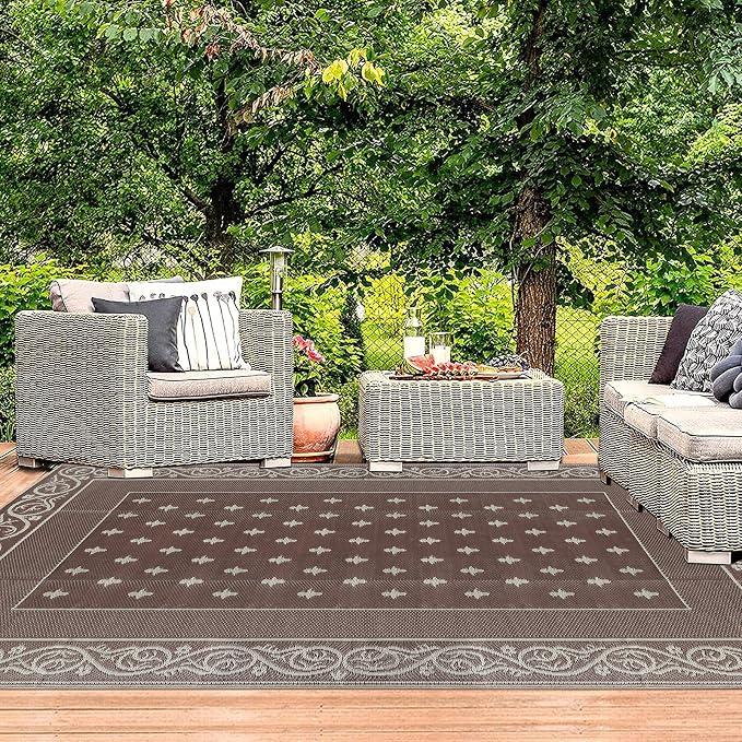 Pauwer Waterproof Outdoor Rug 6x9, Reversible Plastic Straw Patio Camping Rug - Image 6
