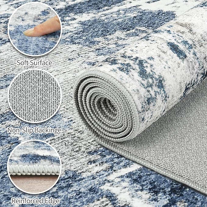 Area Rugs 8x10 Living Room: Large Soft Washable Rug Modern Abstract Anti-Skid - Image 8