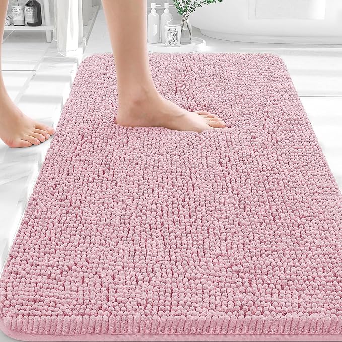 OLANLY Bathroom Rugs 30x18, Extra Soft Absorbent Chenille Bath Rugs, Rubber by OLANLY