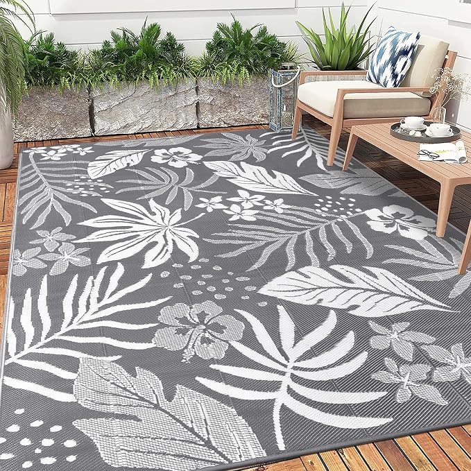 Pauwer Waterproof Outdoor Rug 9x12, Reversible Plastic Straw Patio Camping Rug - Image 7