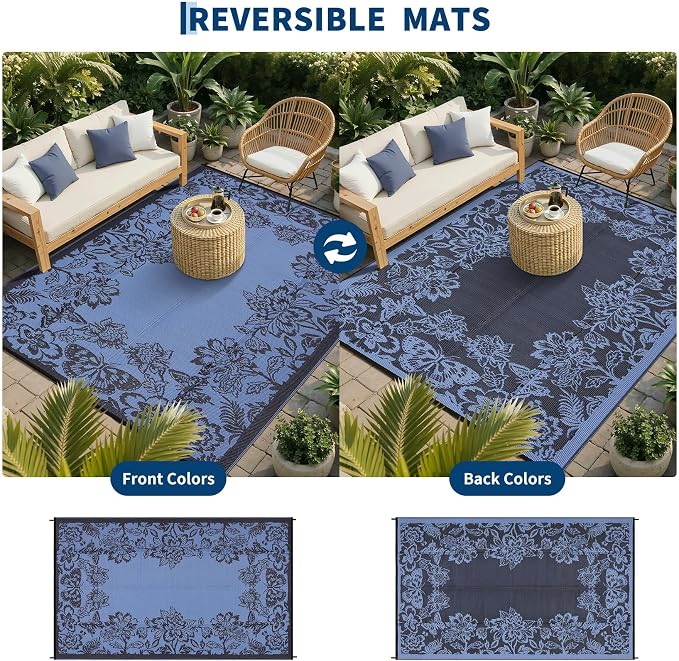 Garvee Outdoor Rugs 8’x10’ Waterproof Reversible Mats, Large Area Plastic Straw - Image 3