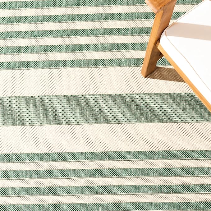 SAFAVIEH Courtyard Collection 2'7" x 5' Beige/Dark Green CY6062 Stripe Indoor/ - Image 6