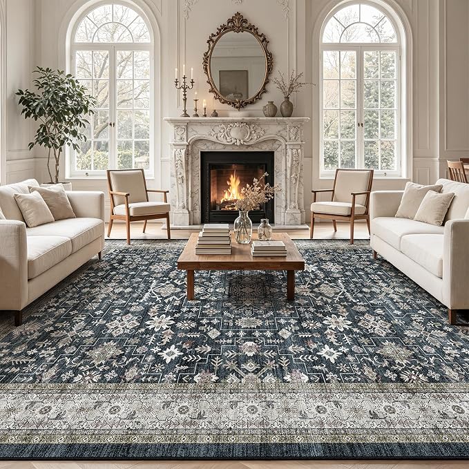 Ashen Farmhouse Washable 8x10 Area Rugs - Image 3