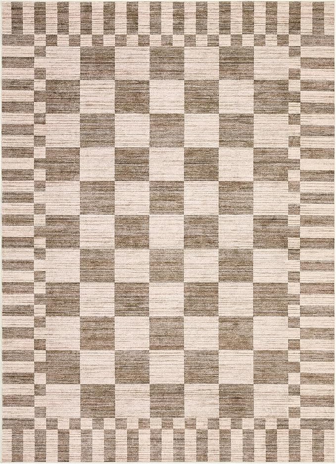 GarveeHome Brown Checkered Rug 5×7 Area Rugs - Image 4