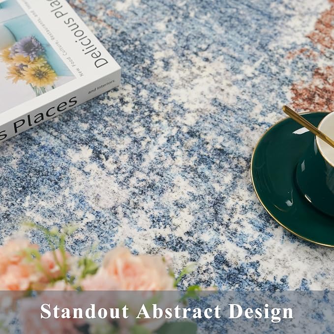 2x5 Washable Kitchen Rug Runner – Non-Slip Abstract Modern Neutral Small Rug - Image 7