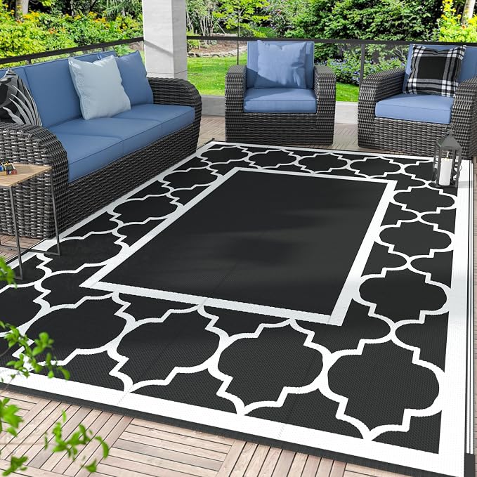 GENIMO 9 ' x 12 ' Outdoor Rug for Patio Clearance, Waterproof Indoor Outdoor by GENIMO