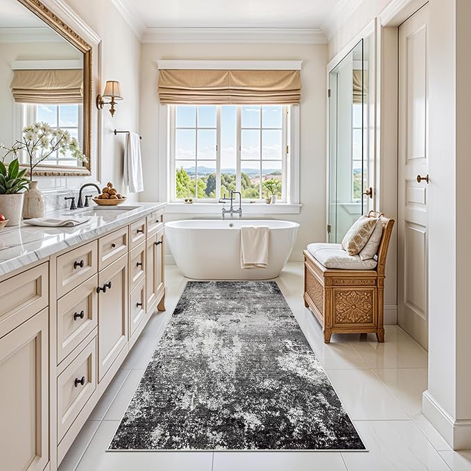 Kitchen Runner Rug 3x7 Washable Non-Slip Modern Abstract Neutral Carpet - Image 9