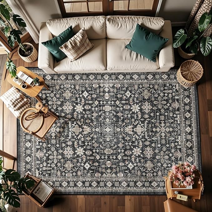 Dark Grey Rug for Living Room 9x12 - Image 6