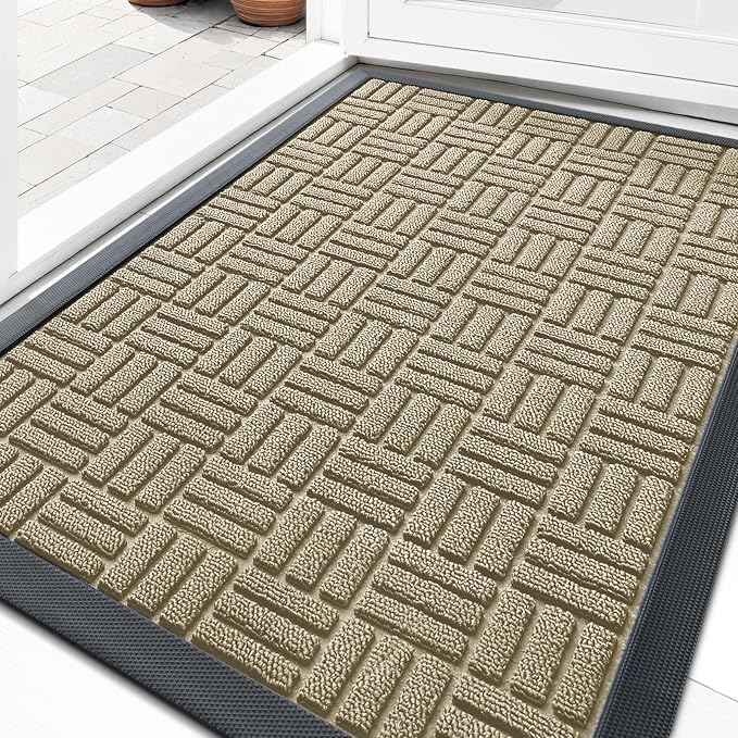 OLANLY Front Door Mat Outside Entrance 33x21, Heavy Duty Sturdy Natural Rubber by OLANLY