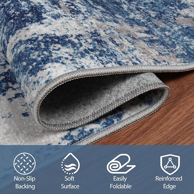 4x6 Area Rugs for Living Room Rug Washable: Abstract Rug for Dining Room - Image 4