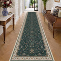 Hazo Haus Washable Dark Green Hallway Runner Rug 16 ft Long by HazoHaus