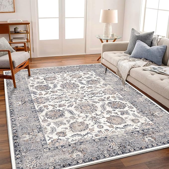 CHAMPLANT 8x10 Washable Area Rug Medallion Distressed Design Boho Medallion by CHAMPLANT