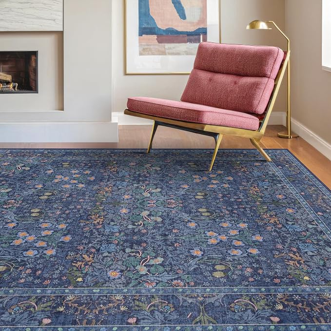 Dark Navy Blue Living Room Rug 5x7 Area Rug - Image 4