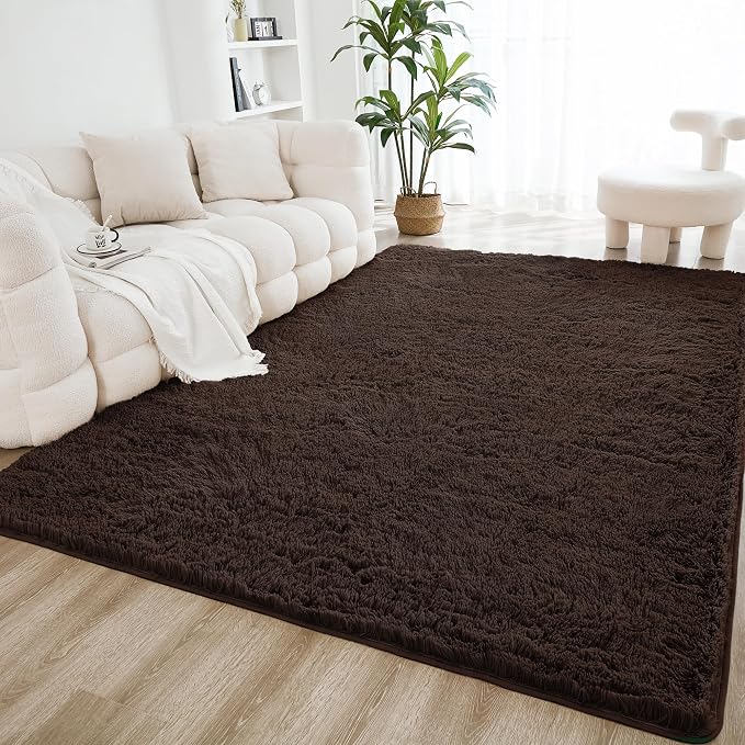 Litanika 8x10 Shag Area Rug for Living Room Bedroom, Non-Shedding Modern Indoor by Litanika