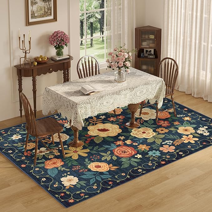 DUKINO 9x12 Area Rug, Floral Rugs - Image 5