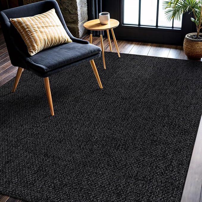 CAMILSON Easy Jute Rug 6x9, Indoor Outdoor Dark Gray Black Farmhouse Area Rugs - Image 8