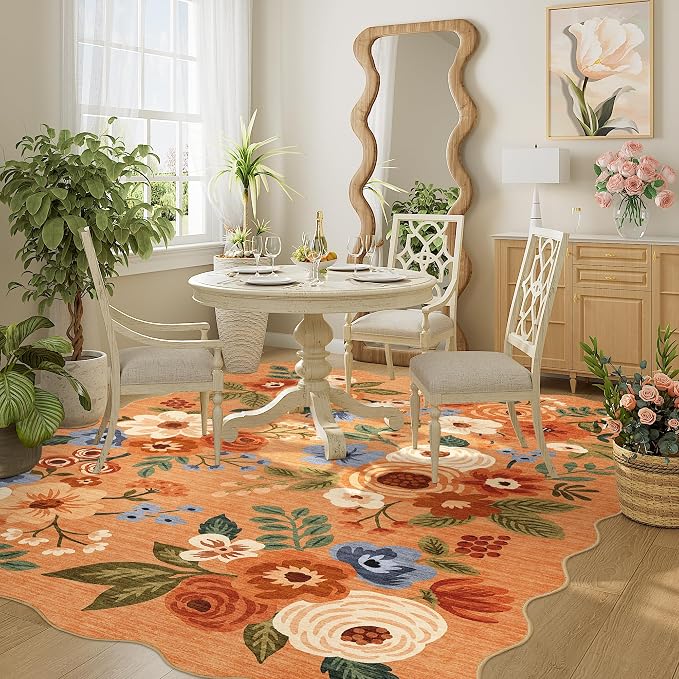 DUKINO 5x7 Area Rug, Floral Washable Rugs - Image 3