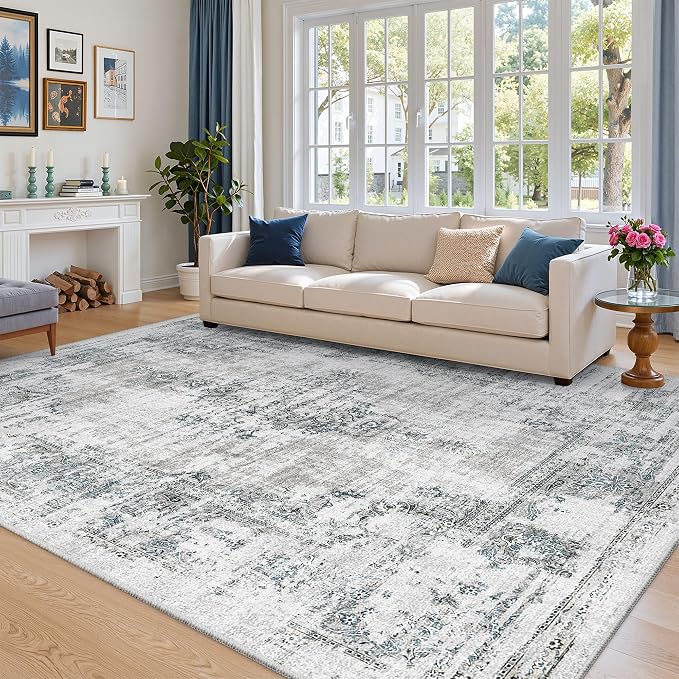 Madane 8x10 Area Rugs for Living Room, Machine Washable Vintage Rug by Madane