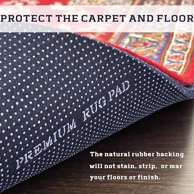 DELLUNA Non-Slip Area Rug Pad 3/8" 2.5'x10' Thick Double Side Rubber + Felt - Image 7