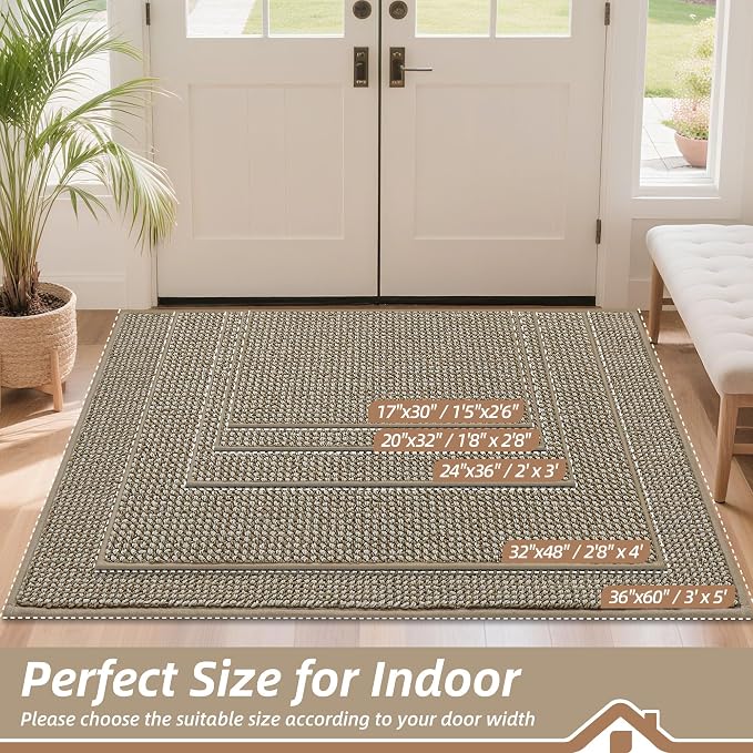 BEQHAUSE Dirt Trapper Door Mat 17"x30", Non-Slip Doormats Washable Entryway Rugs - Image 2