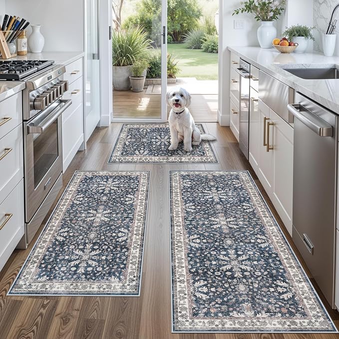 Kitchen Rug Sets 3 Piece Non Skid – Washable Small Kitchen Rugs and Runner Set by BYYVOORugsforYourHome