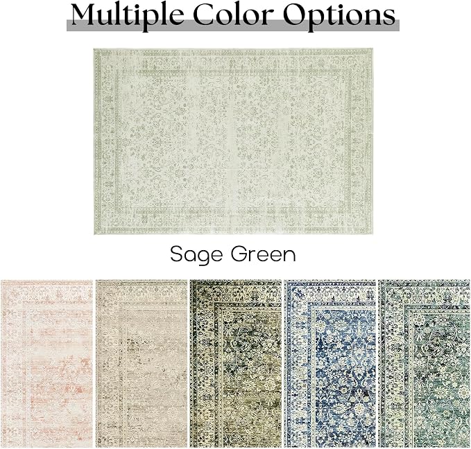 Sage Green Area Rugs 9x12 Living Room No Slip Stain Resistant Large Area Rug - Image 6