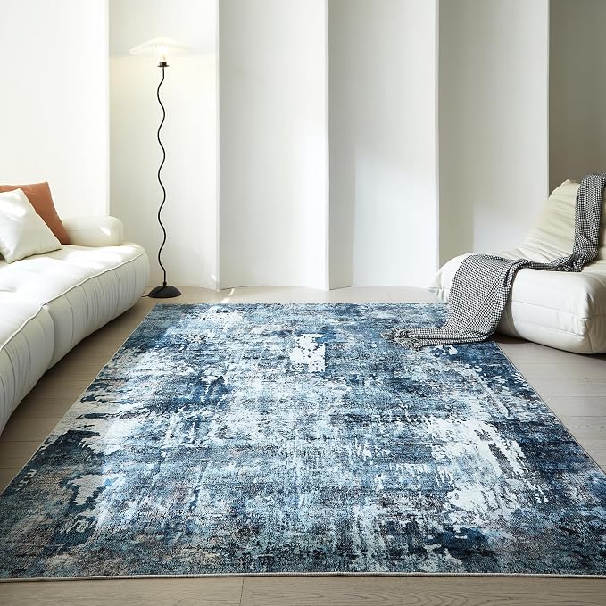 Rugcomf Area Rug 5x7 Washable Rug Boho Soft Abstract Pattern Non-Slip - Image 2