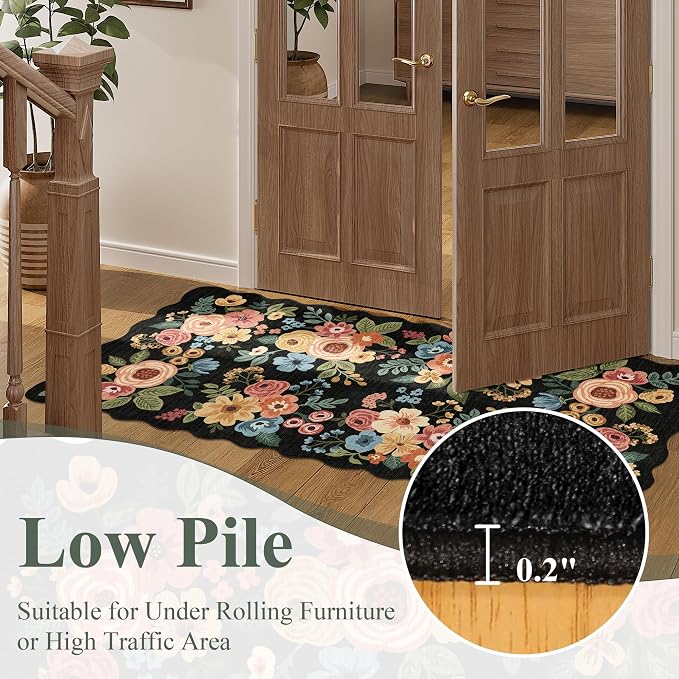 DUKINO 2.6x10 Runner Rug for Hallway, Lightweight Washable Floral Kitchen Rug - Image 7