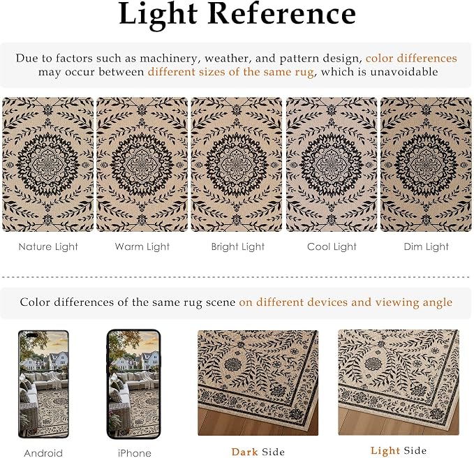 HUGEAR 5x7 Vintage Jute Indoor Outdoor Rug Washable Linen Textured Weave High - Image 8