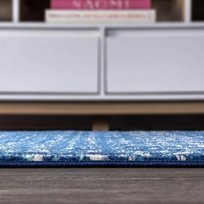 JONATHAN Y Boho Vintage Diamond Blue/White Square Area Rug 5X5 ft, Moroccan Hype - Image 6