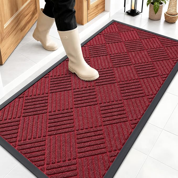 OLANLY Front Door Mat Outside Entrance 47x23, Heavy Duty Sturdy Natural Rubber by OLANLY