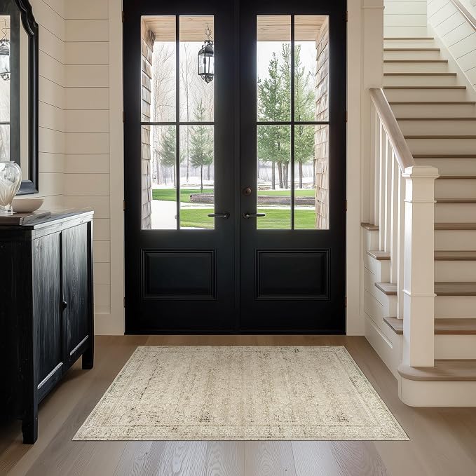BILEEHOME Boho Kitchen Rug Washable, 2x3 Non Slip Farmhouse Neutral Small Area - Image 2